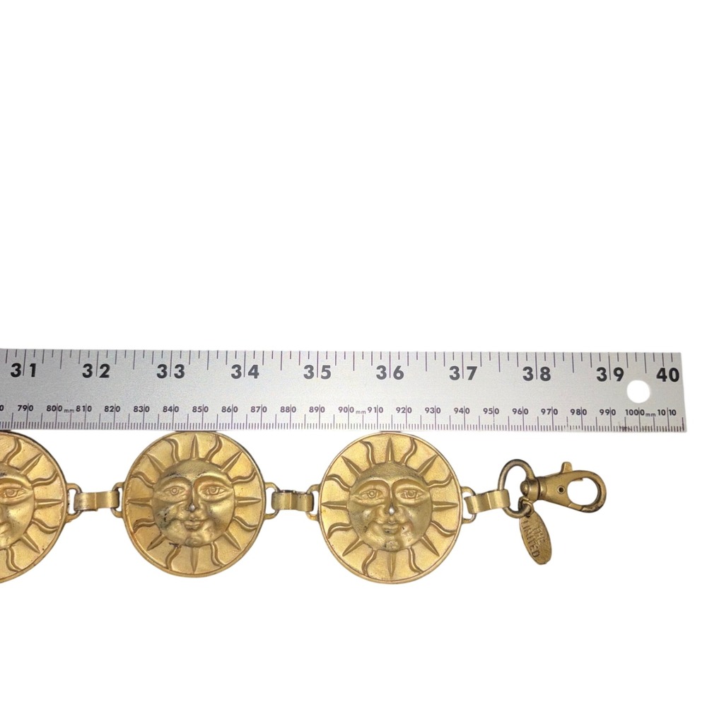 Vintage The Limited Sun Face Medallion Belt Metal 90s Y2K Celestial Astrology - Picture 14 of 14